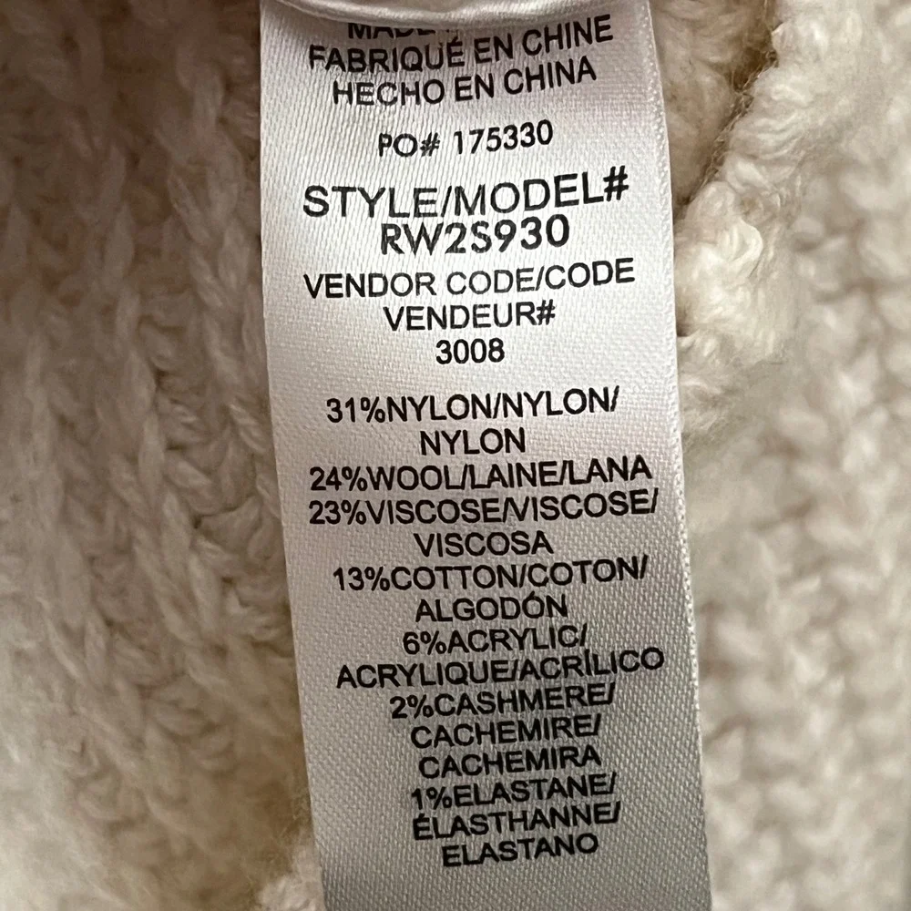 Splendid x CellaJane Wool Blend Turtleneck Sweater Cream Small Chunky Knit‎